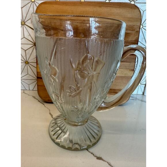 Vintage 1930s Jeannette Glass Iris and Herringbone‎ Pitcher | Depression Glass - Picture 1 of 7